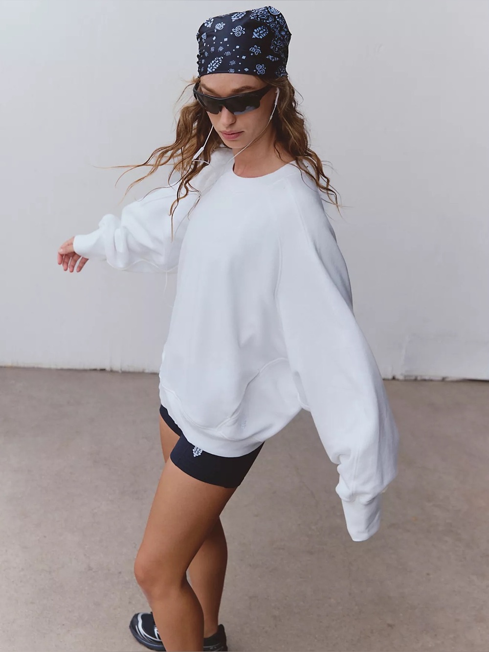 Free people Trackline Crew sweatshirt white